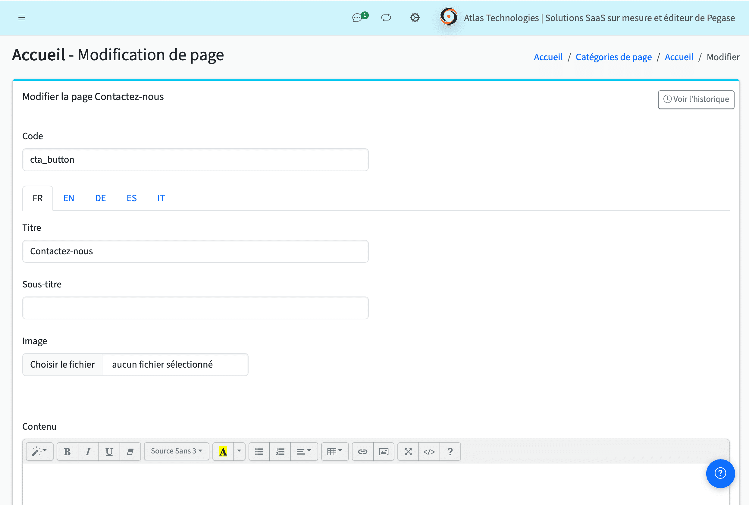 Pegase — Gestion multilingue