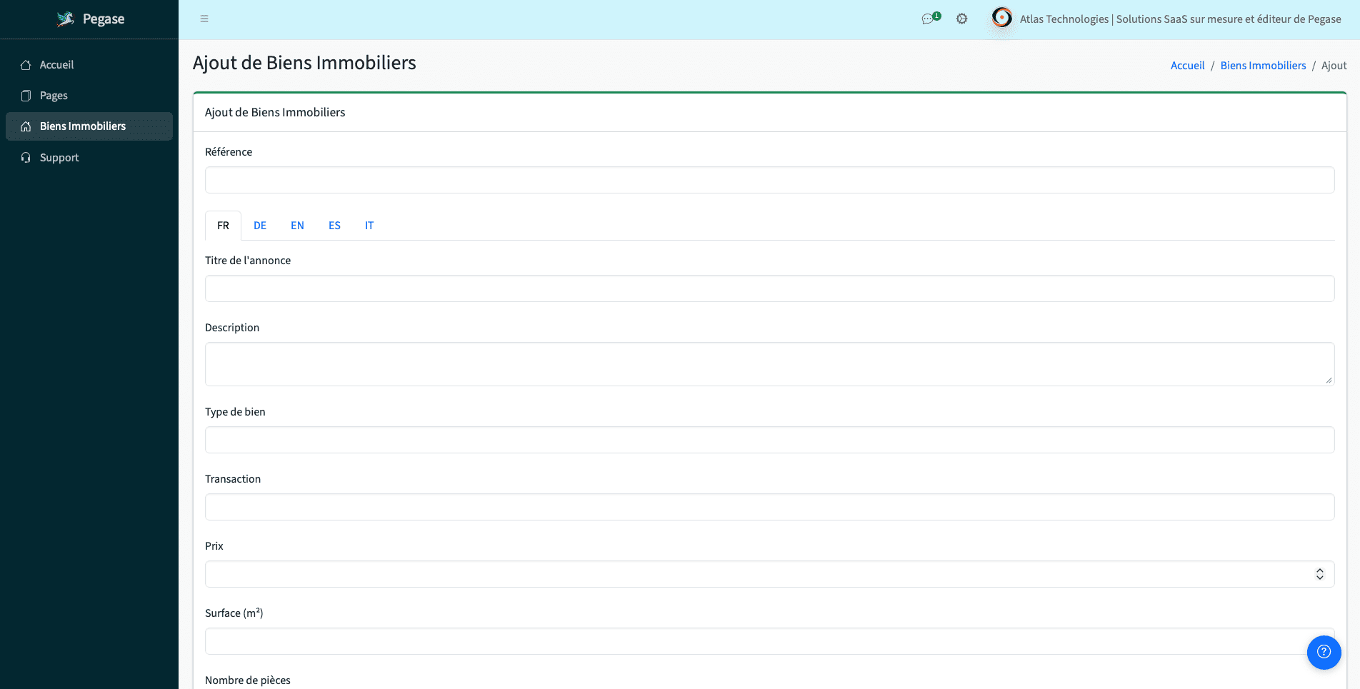 Pegase — Module personnalisé
